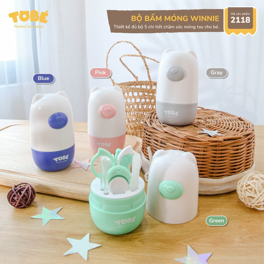 TOBE  Bấm Móng Cho Bé Sơ Sinh An Toàn Nhỏ Gọn Tiện Lợi Bấm Móng Kẹp Ngoái Tai Có Đèn Dũa Mõng