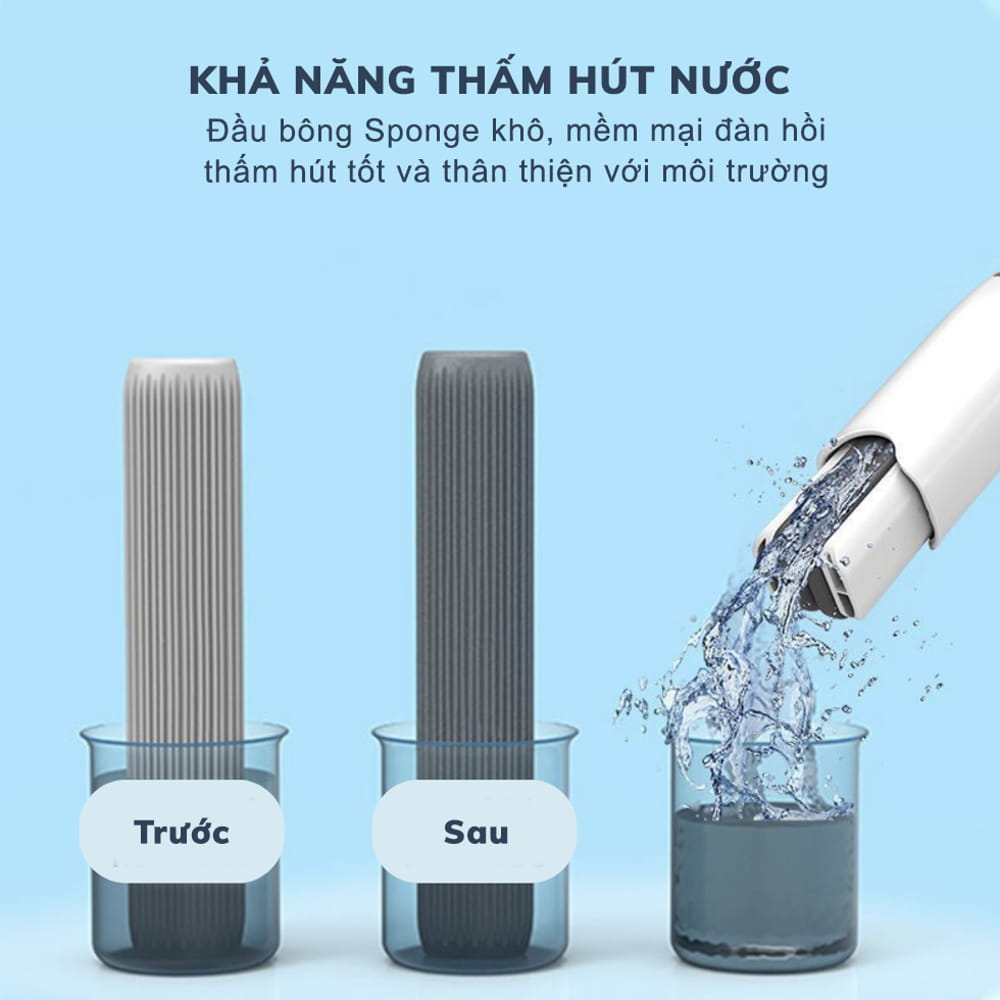 Cây Lau Đa Năng Tự Vắt  Thông Minh JYoohome Cây Chổi Lau Bàn Bếp Mini Lau Phòng Tắm Kính Xe Hơi Bóp Tay Tiện Dụng