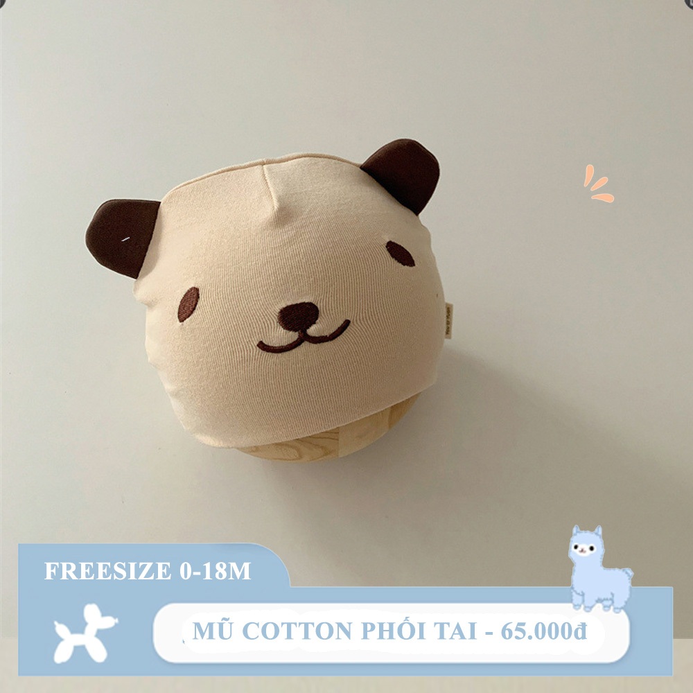 Mũ sơ sinh  phối tai chất liệu cotton phong cách Hàn Quốc cho bé