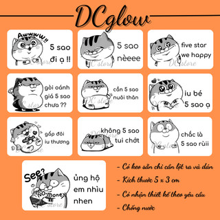Tem niêm phong MÈO BÉO 30x50mm nhãn dán meme, sticker niêm phong có keo dán túi giấy, thùng carton, gói hàng