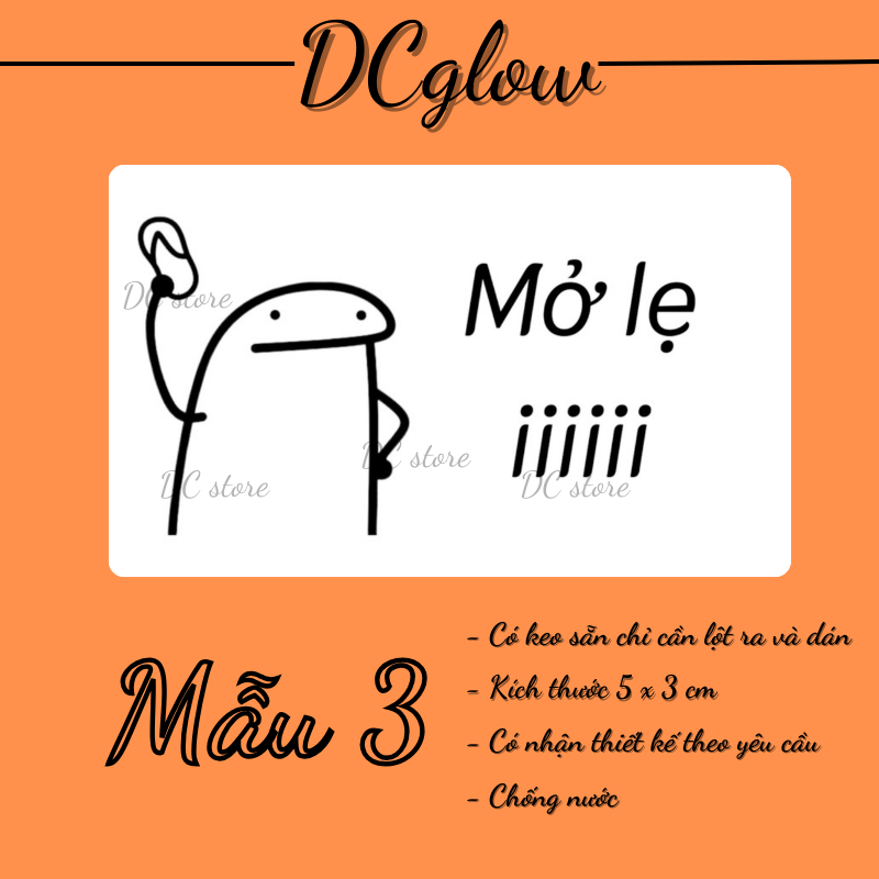 50/100 tem  THẰN LẰN CẢM XÚC 30x50mm nhãn dán meme, sticker niêm phong có keo dán túi giấy, thùng carton, gói hàng