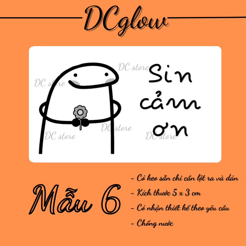 50/100 tem  THẰN LẰN CẢM XÚC 30x50mm nhãn dán meme, sticker niêm phong có keo dán túi giấy, thùng carton, gói hàng