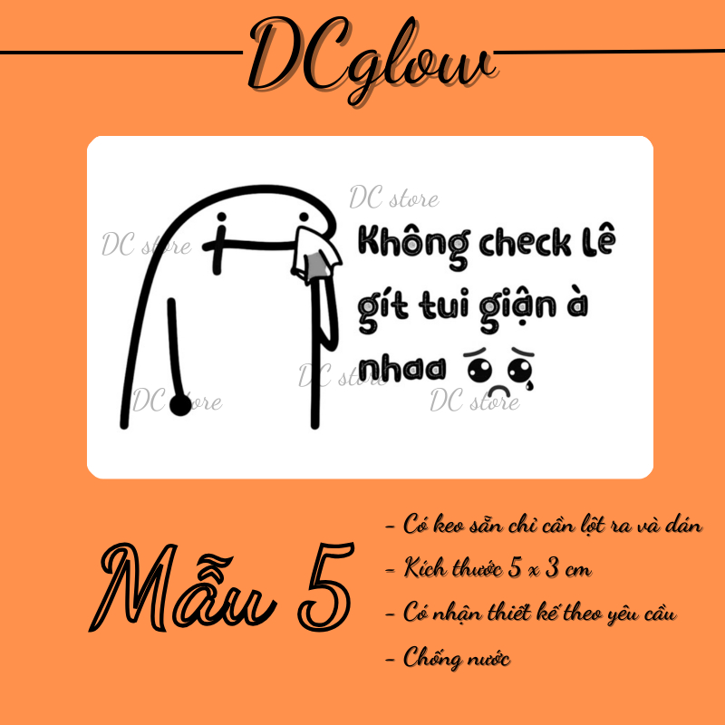 50/100 tem  THẰN LẰN CẢM XÚC 30x50mm nhãn dán meme, sticker niêm phong có keo dán túi giấy, thùng carton, gói hàng