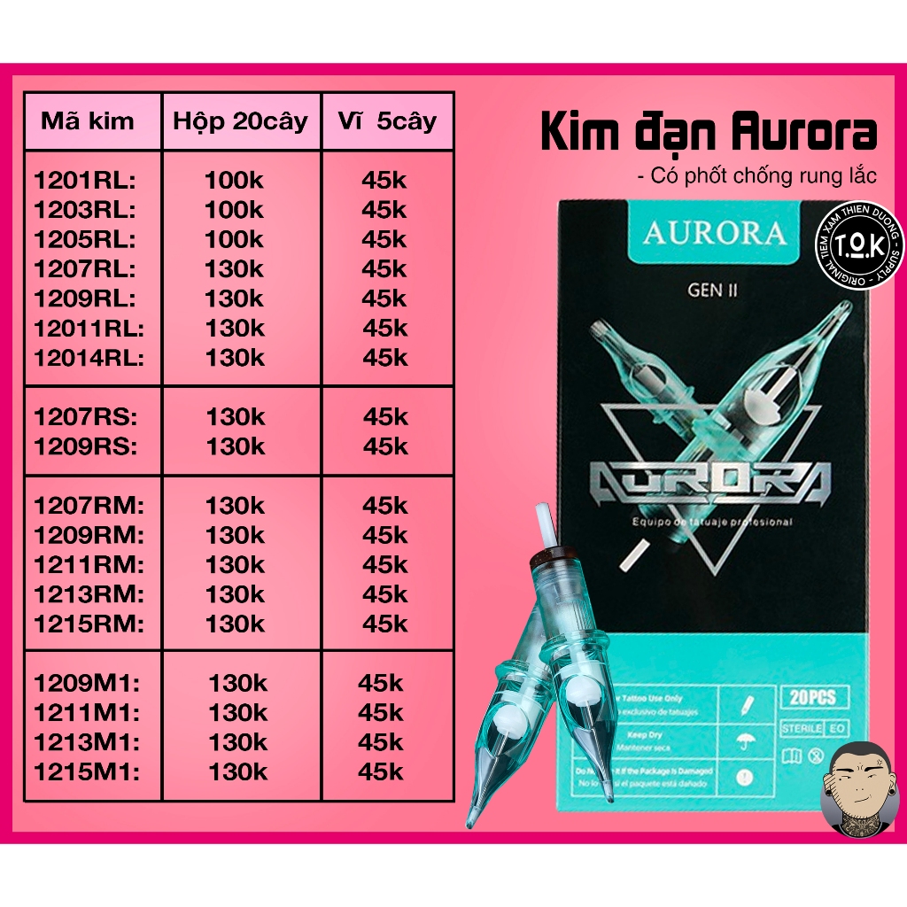 Hộp 20 cây Kim Đạn giá 100k - Aurora - Tiệm Xăm Thiên Đường