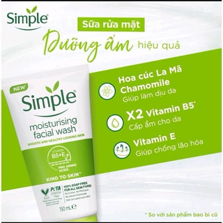 [mẫu mới] Sữa rửa mặt Simple 150ml