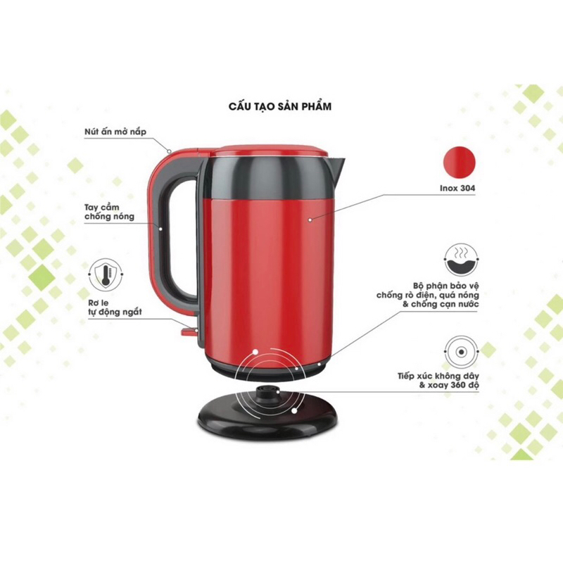 [ Chính Hãng] Ấm đun nước siêu tốc AST17 ST1