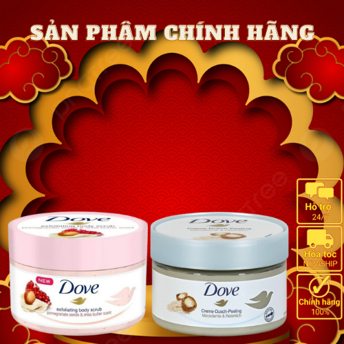 Kem Tẩy Tế Bào Chết Body Dove Chăm Da Sáng Mịn, Giữ Ẩm, Dưỡng Trắng 225ML Bản Đức - NEDEVI MALL x78 CT96 - GTH Beauty