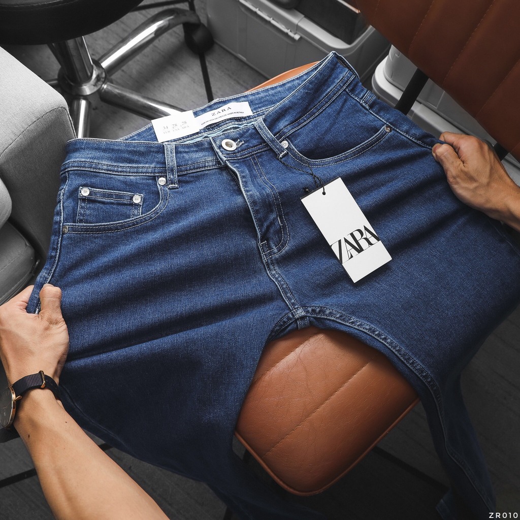 Quần Jean Nam ZARA NAVY SÁNG ZR010 Lót Viền Ống Form SlimFit Mềm Mịn Co Giãn Hàng Xịn Chính Hãng CÓ BIG SIZE