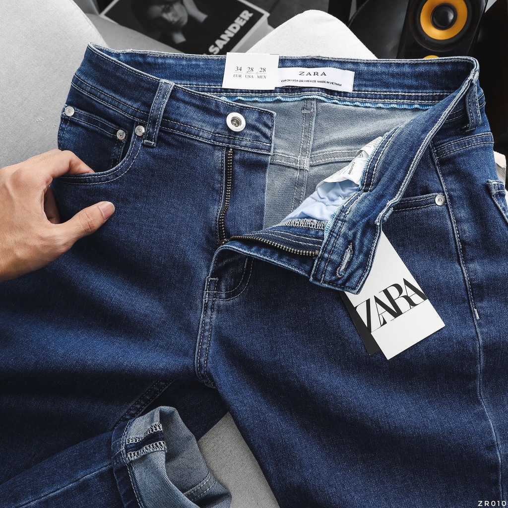 Quần Jean Nam ZARA NAVY SÁNG ZR010 Lót Viền Ống Form SlimFit Mềm Mịn Co Giãn Hàng Xịn Chính Hãng CÓ BIG SIZE