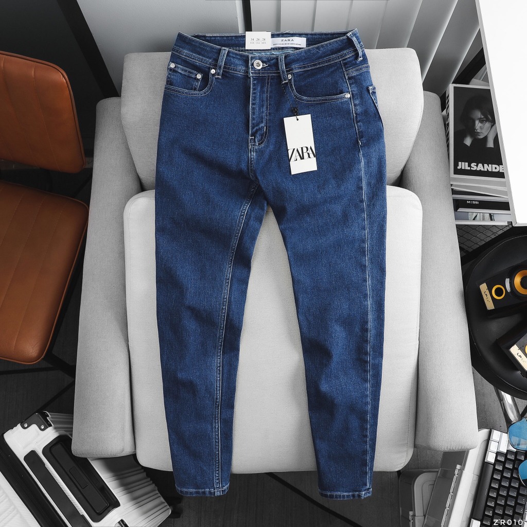 Quần Jean Nam ZARA NAVY SÁNG ZR010 Lót Viền Ống Form SlimFit Mềm Mịn Co Giãn Hàng Xịn Chính Hãng CÓ BIG SIZE