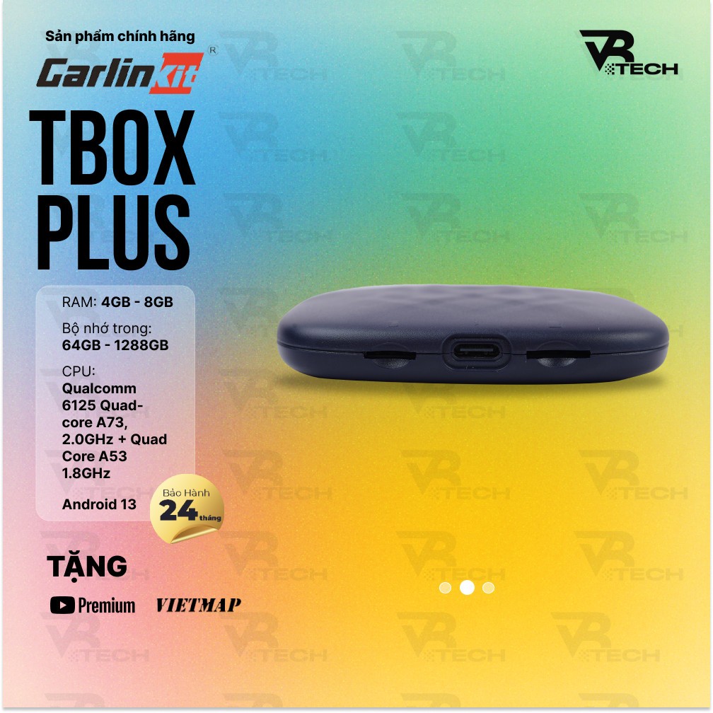 Bộ Android Box Chính Hãng Carlinkit Tbox Ambient Led Qualcomm 6225, Tbox Plus Qualcomm 6125 tặng VietmapS2 dành cho ô tô