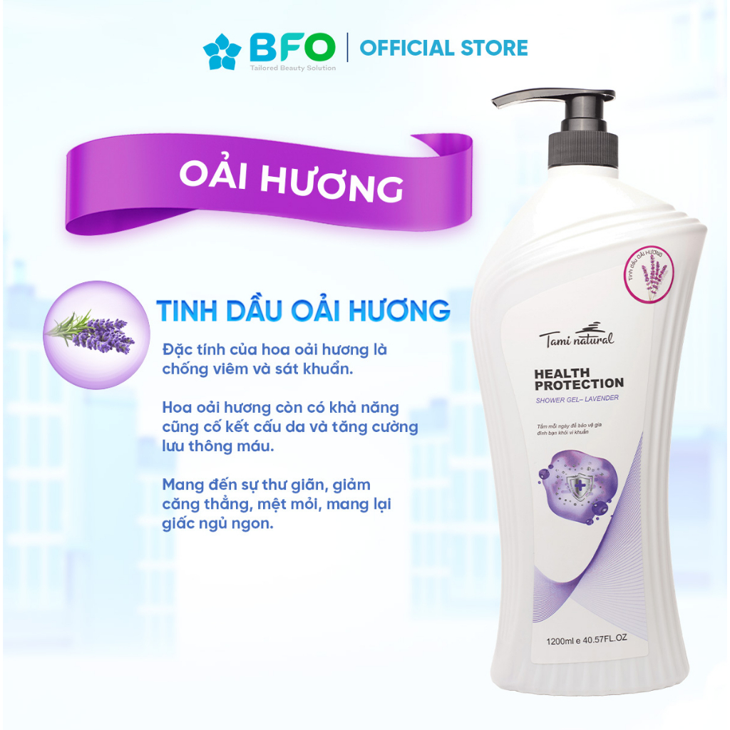 Sữa Tắm Lavender Tami Natural Tiết Kiệm Giúp Làm Sạch Da Dưỡng Ẩm Và Trắng Da Cho Gia Đình Bạn Dung Tích 1200ml