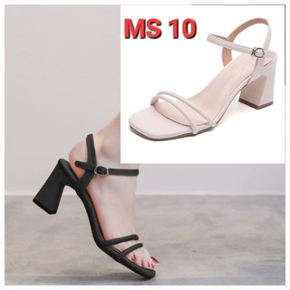 Giày sandal cao gót nữ 5 phân gót vuông quai mãnh big size - ms 010