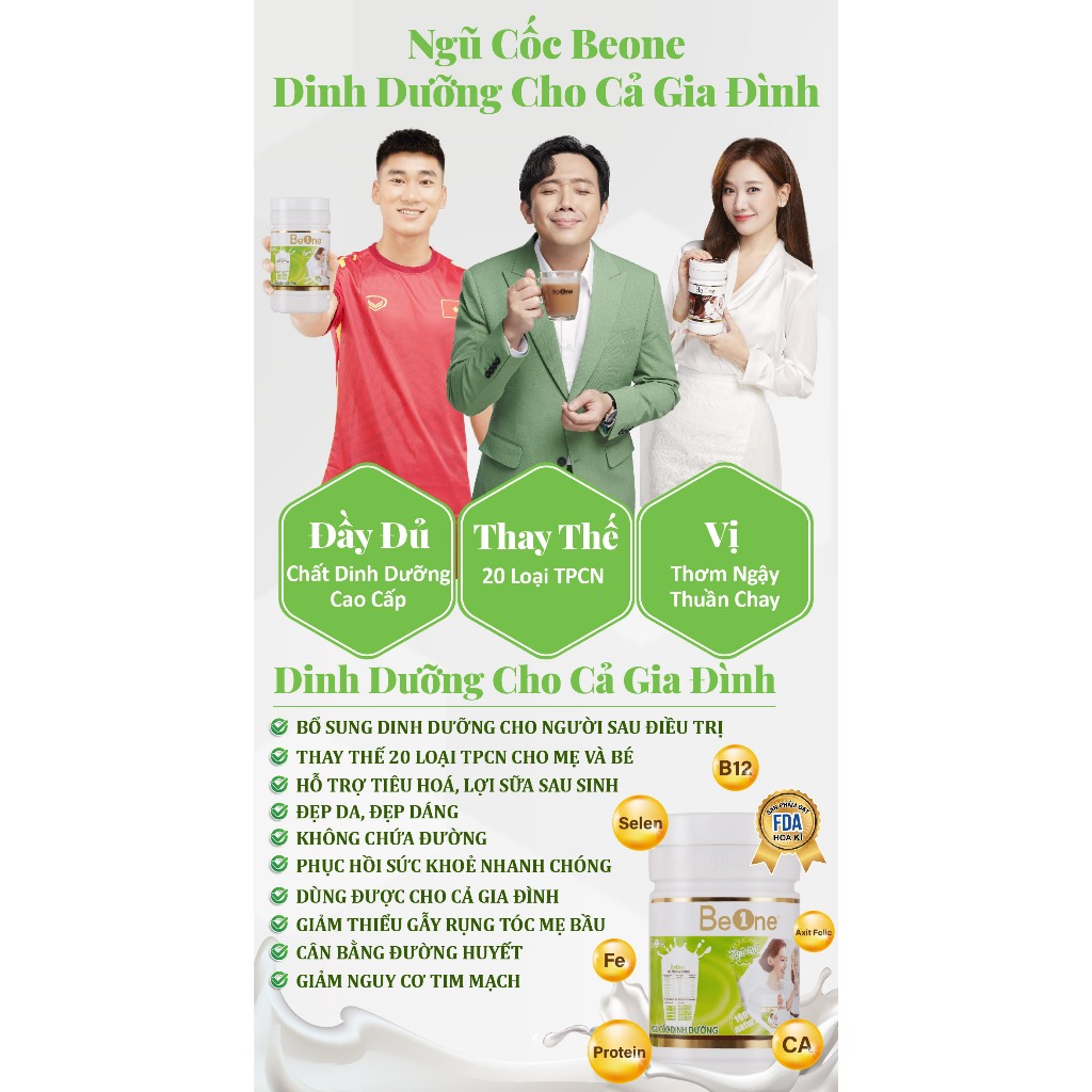 Combo 2 hộp Bột ngũ cốc dinh dưỡng BEONE giảm cân, tăng cân, lợi sữa Vị truyền thống hộp 500gr