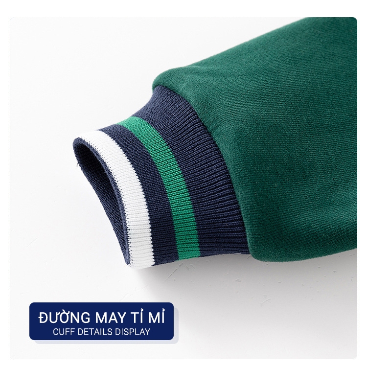 Áo khoác bomber cho bé WELLKIDS áo khoác nỉ họa tiết chữ B thu đông 2023