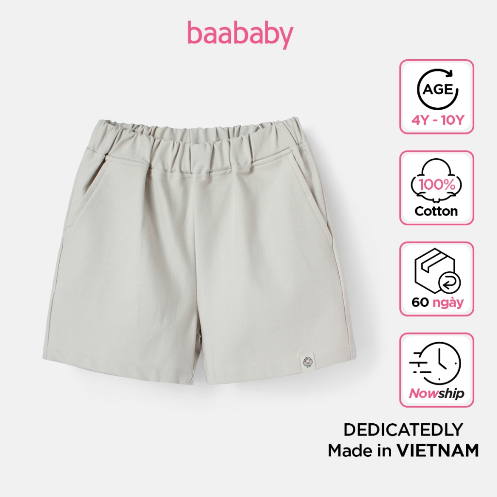 Quần short bé trai, quần short kate kiểu dáng basic cho bé trai Baa Baby từ 4 tuổi - 10 tuổi - B-BK-QU30N