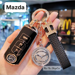 BAO CHÌA KHOÁ XE Mazda2, Mazda3, Mazda6, Mazda Cx5 CX8 SILICON MẠ BẠC chìa thon-3 Nút