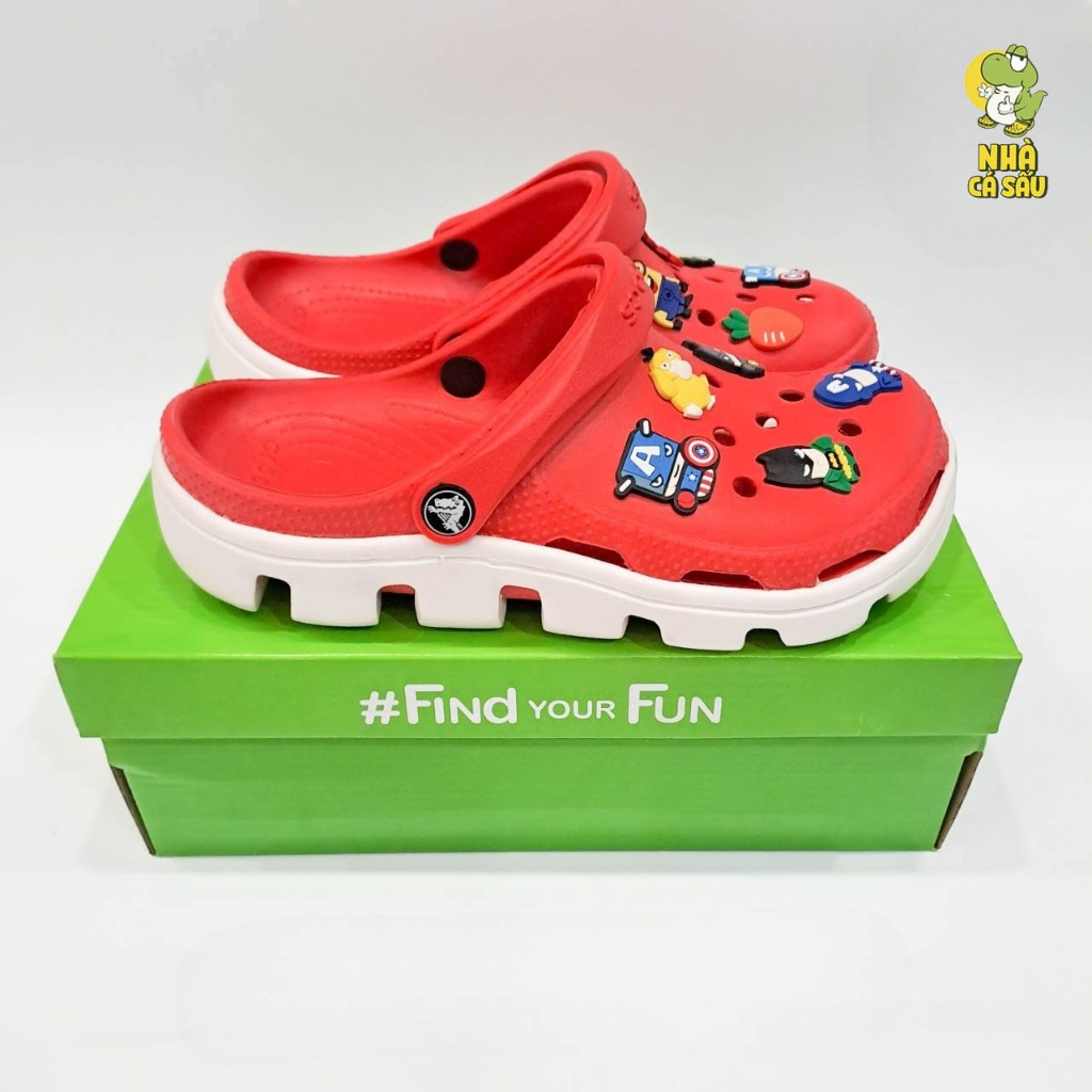 Dép cross duet sport unisex cao cấp tặng 10 jibbitz sticker 3D xịn, dép sục đế răng cưa nam nữ màu trắng đen Nhà Cá Sấu