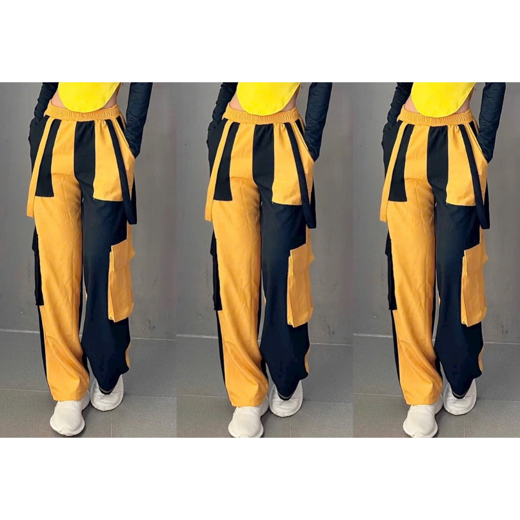 Quần Joged Túi Hộp Phối Màu Cá Tính Thể Thao Nữ Chất KaKi