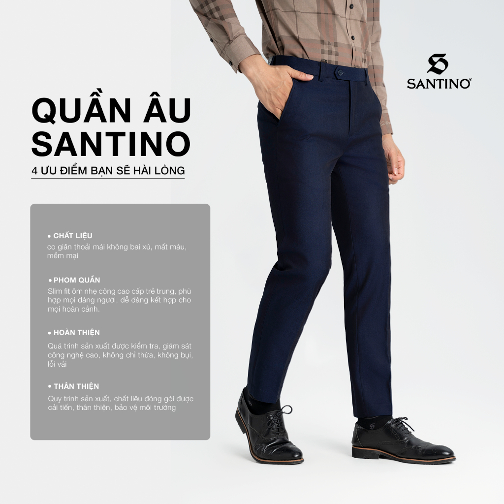 Quần Âu Nam Dáng Đứng Ống Rộng Cao Cấp, Trung Tuổi Chính Hãng Santino 083