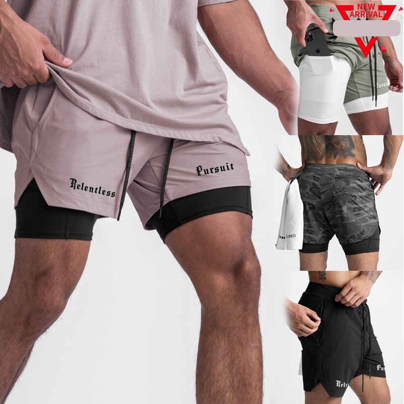 Quần short gym nam 2 lớp Pursuit-DK51 short quảng châu siêu co giãn