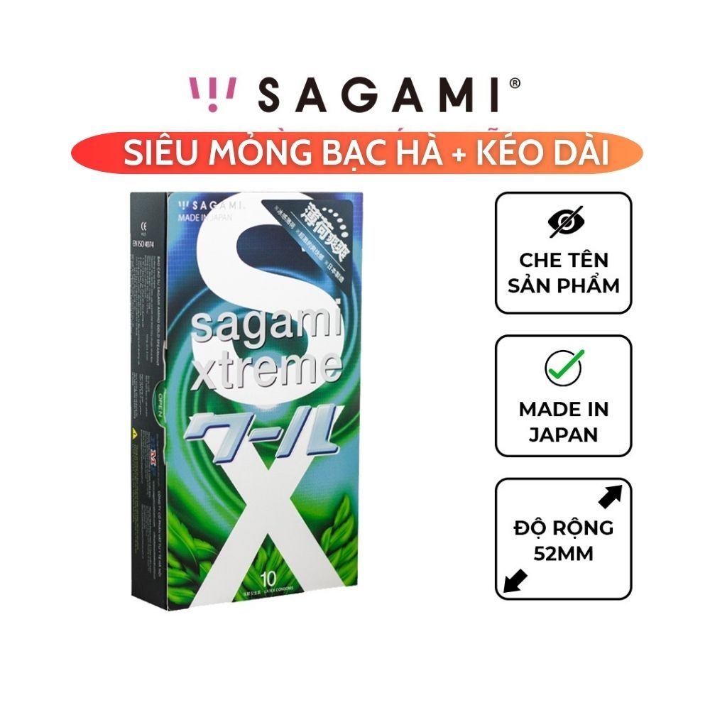 Bao cao su Sagami kéo dài thời gian siêu mỏng siêu dai size 52mm