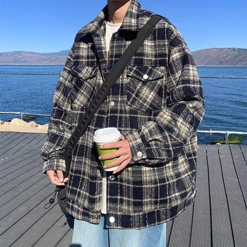 Áo sơ mi Dạ caro dáng rộng Hàn Quốc