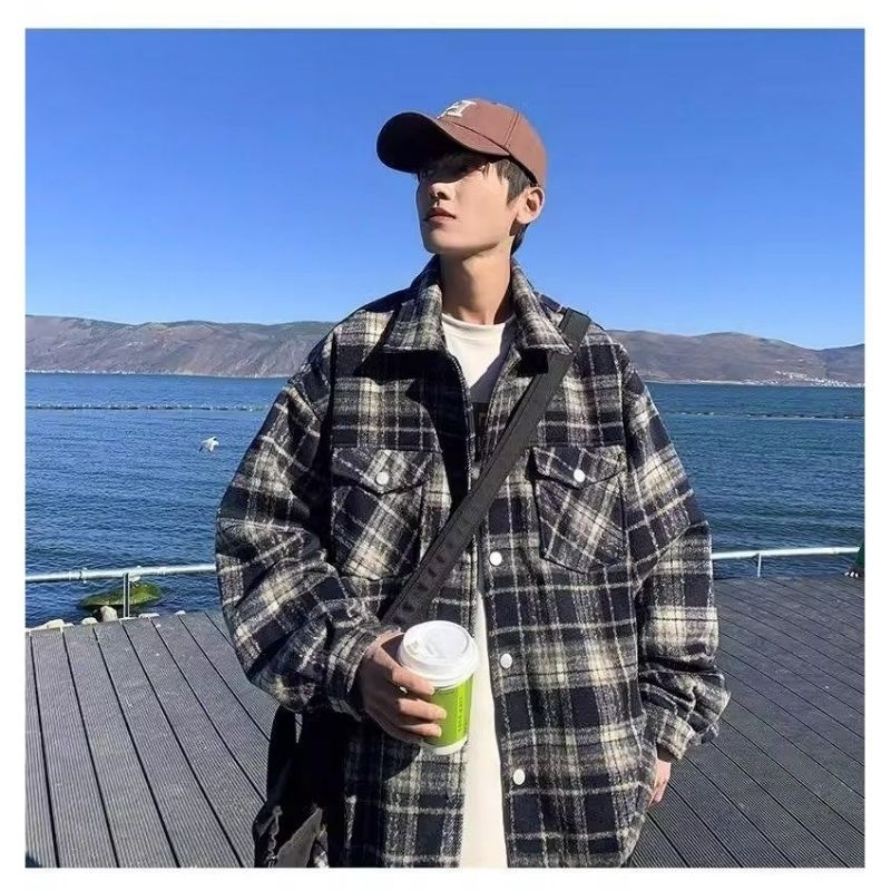 Áo sơ mi Dạ caro dáng rộng Hàn Quốc