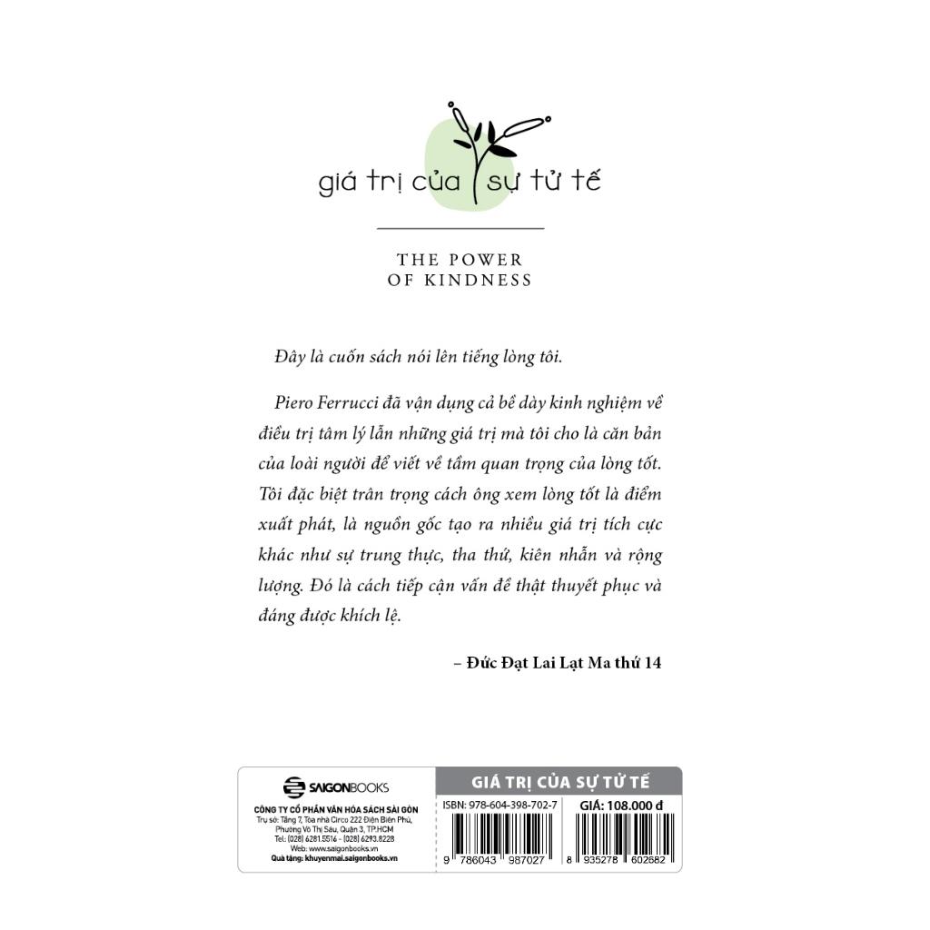 SÁCH - Giá Trị Của Sự Tử Tế  - Tác giả Piero Ferrucci