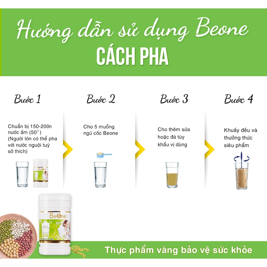 Combo 4 hộp Bột ngũ cốc dinh dưỡng BEONE giảm cân, tăng cân, lợi sữa vị truyền thống hộp 500gr