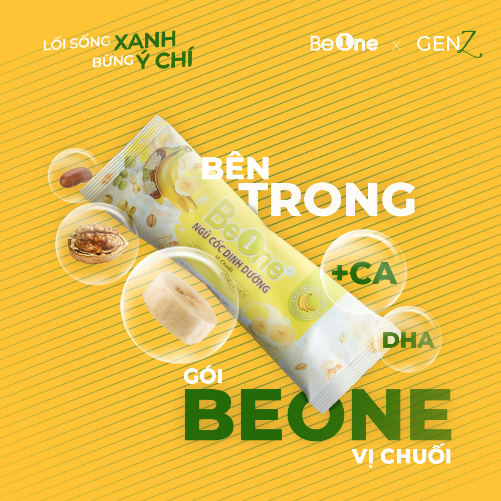 Bột ngũ cốc dinh dưỡng BEONE vị Chuối - bữa ăn lành mạnh giúp quản trị vóc dáng, cân nặng, tăng chiều cao gói 30gr