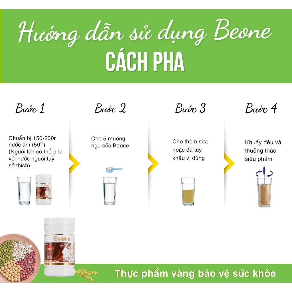 Bột ngũ cốc dinh dưỡng BEONE giảm cân, tăng cân, lợi sữa phù hợp với mọi lứa tuổi Vị choccolate hộp 500gr