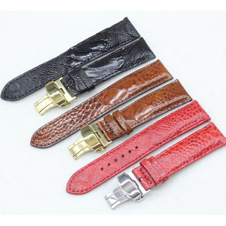 Dây Đồng Hồ Da Đà Điểu Gai To Gắn Chốt Thông Minh Songhan Leather WT09,Dây Da Khóa Bướm Gập Cao Cấp,BH 6 Tháng