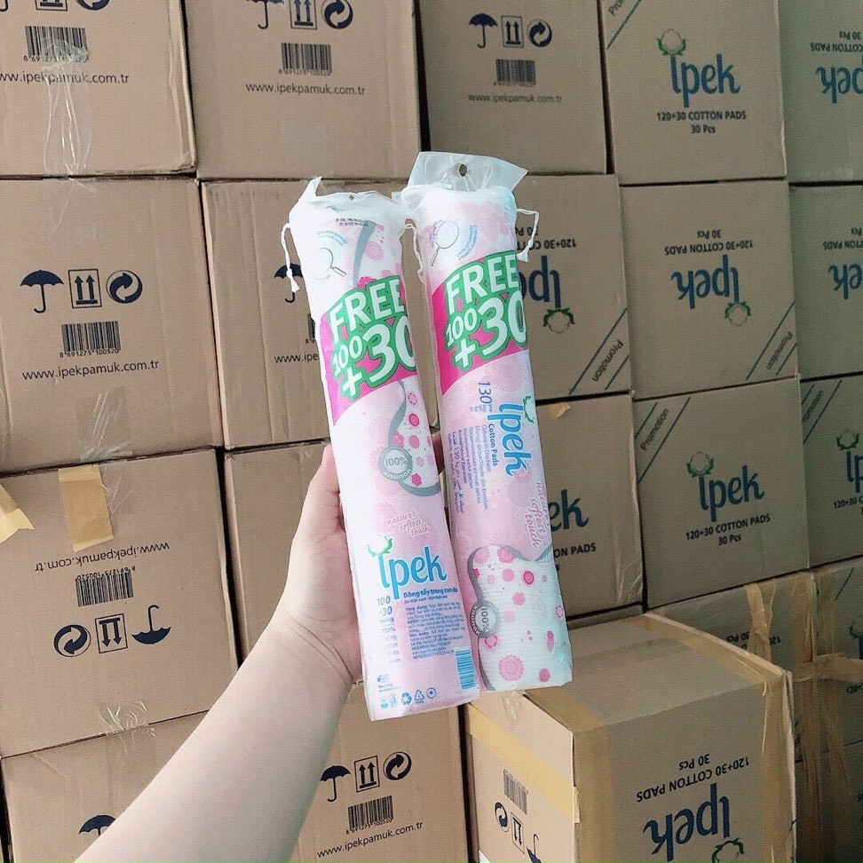 Bông tẩy trang Jomi Cotton Pads 120 Miếng Bông tròn tẩy trang MINHO 230 Miếng Bông IPEK Free 150 miếng