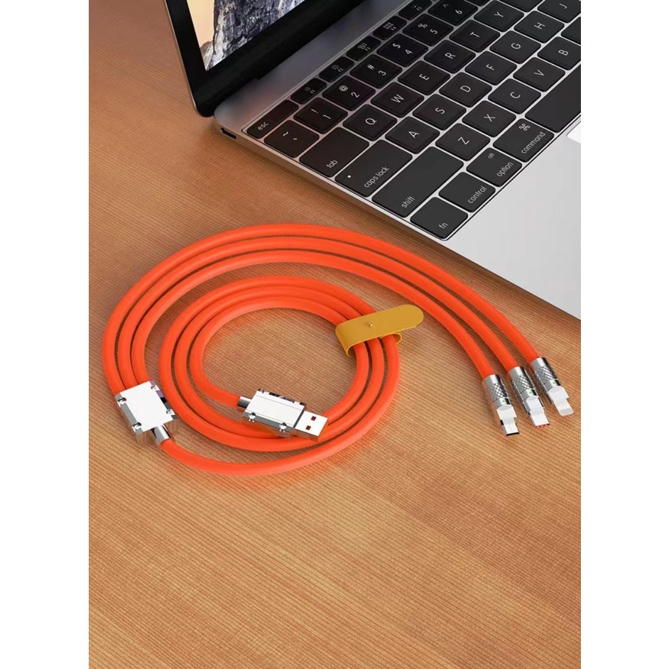 Cáp sạc 3 đầu - GONA - Cáp sạc silicon 3 đầu / Cáp sạc nhanh 3 đầu / siêu bền