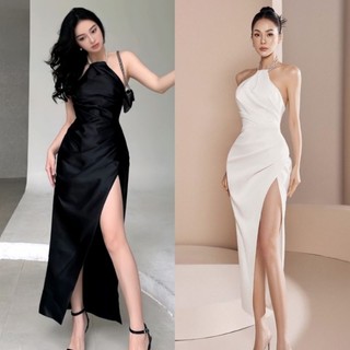 Đầm dạ hội cổ yếm hở lưng cao cấp tặng hoa tai thời trang