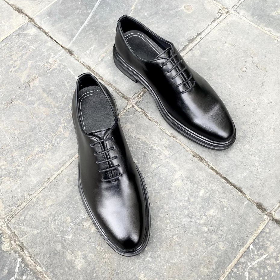 WholeCut Oxford Classic Da Bò, giày chú rể buộc dây da bóng