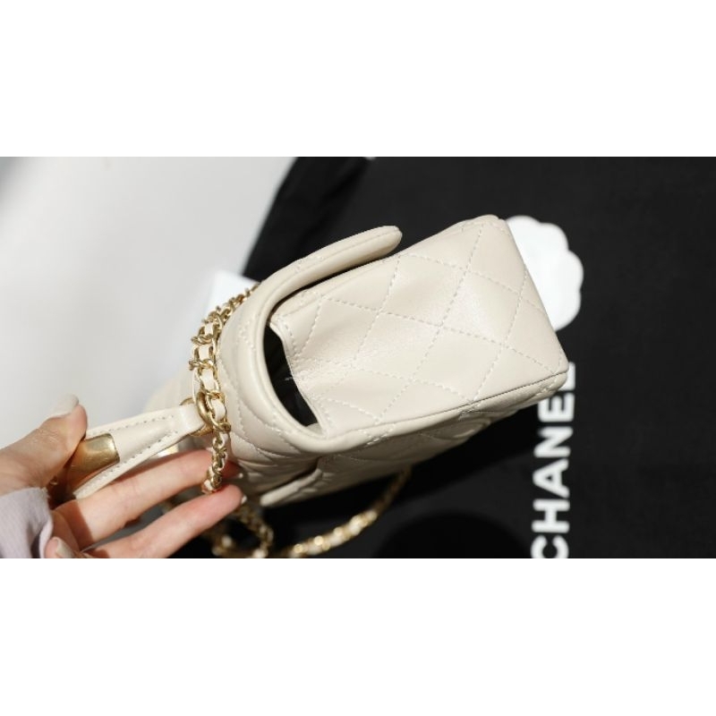 Túi xách nữ cao cấp Cla.ss.ic da cừu xách tay quai kim loại khắc logo sz20cm sang chảnh fullbox nam châm nguyên seal