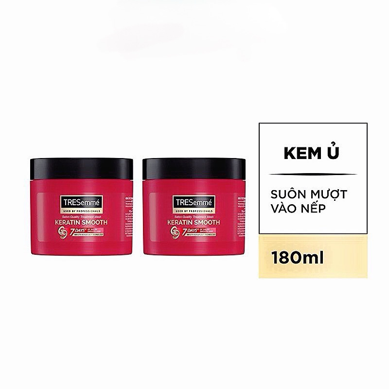 Combo 2 Kem Ủ Tóc TRESEMME Keratin Smooth Cho tóc khô xơ rối Tinh Dầu Argan & Keratin Dưỡng Tóc Vào Nếp Suôn Mượt 180ml