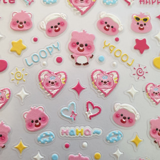 Sticker Lụa Nổi 5D | Hoạt Hình Loopy | Hình Dán Móng Tay