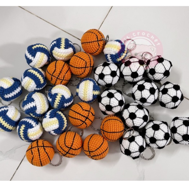 Móc Khoá Bóng Thể Thao Bằng Len (Có Thêu Tên Theo Yêu Cầu) ⚽️🏀🏐