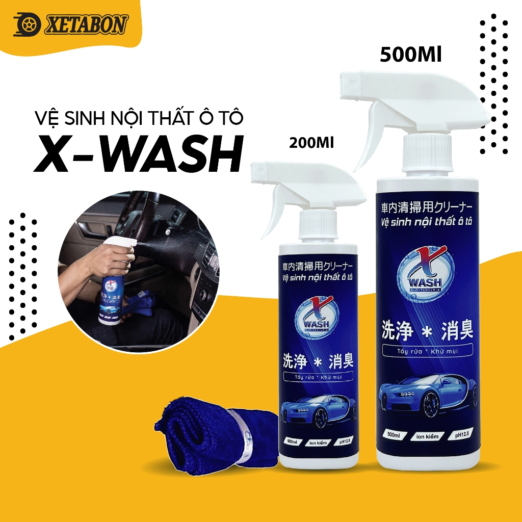 Chai Xịt Vệ Sinh Nội Thất Ghế Da Ô Tô Xwash, Vệ Sinh Sofa, Làm Sạch & Khử Mùi Nội Thất Xe Hơi 200ML/500ML