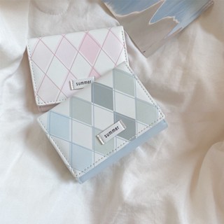 Ví Đựng Thẻ Đa Năng Họa Tiết Ca Rô  Phong Cách Hàn Quốc Đơn Giản