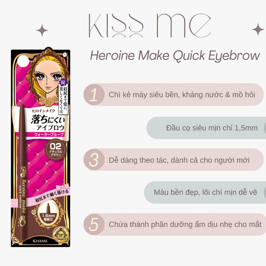 Chì Kẻ Mày Kissme Heroine Quick Eyebrow (0.07g)