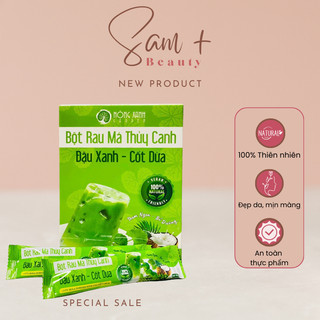 Bột rau má đậu xanh cốt dừa giải độc mát gan thanh lọc cơ thể, giúp da căng bóng mịn màng hộp 15 gói x 10g