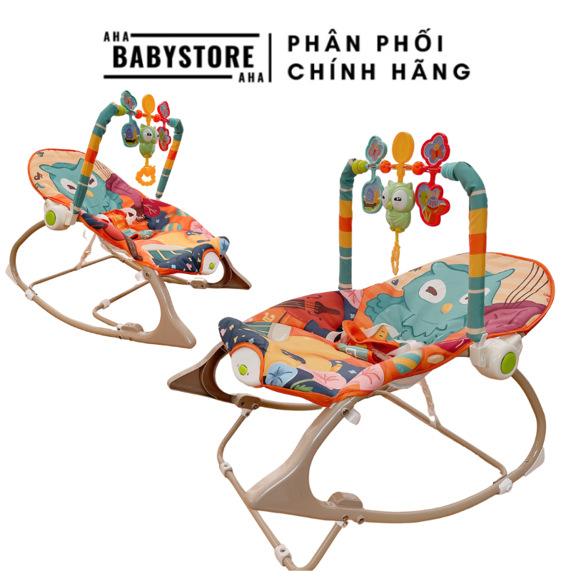 Ghế rung nhún cao cấp, ghế bập bênh cho em bé có nhạc mẫu cú mèo