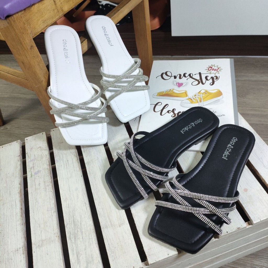 Dép nữ quai chéo đính đá thời trang cao cấp bigsize siêu hot Ms 223