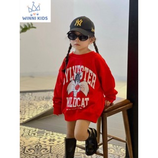 Áo nỉ cổ tròn cho bé hình mèo TOM, áo sweater cho bé - Winni Kids