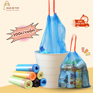 Túi đựng rác có dây rút size 45x50 cm, 100 túi/ cuộn, chất liệu siêu dai, chống rò rỉ,