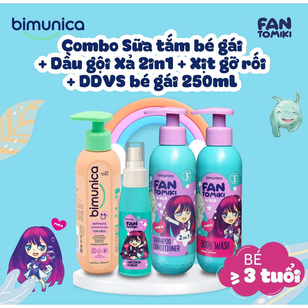 Xịt Dưỡng & Gỡ Rối Tóc BIMUNICA Fantomiki Cho Bé Gái Từ 3 Tuổi - 100ml